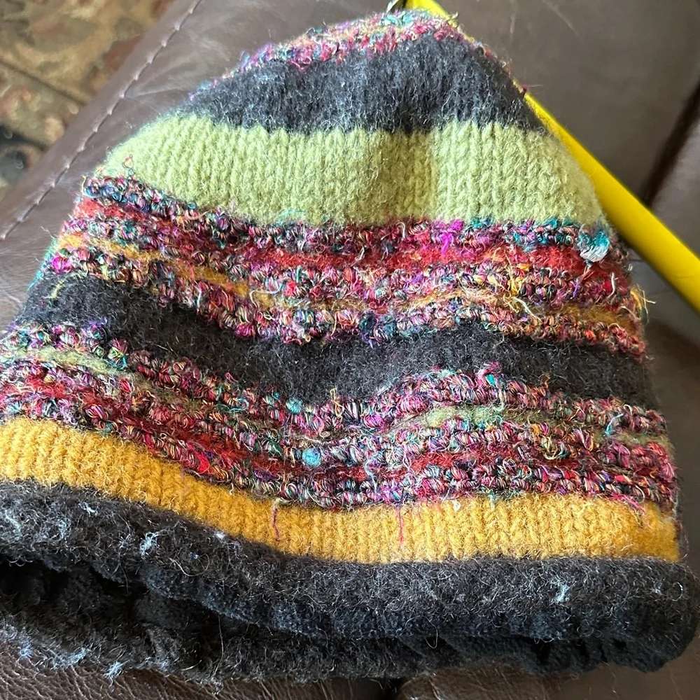 Zig zag Colorful slouchy Knit wool and silk Beanie - Picture 10 of 10